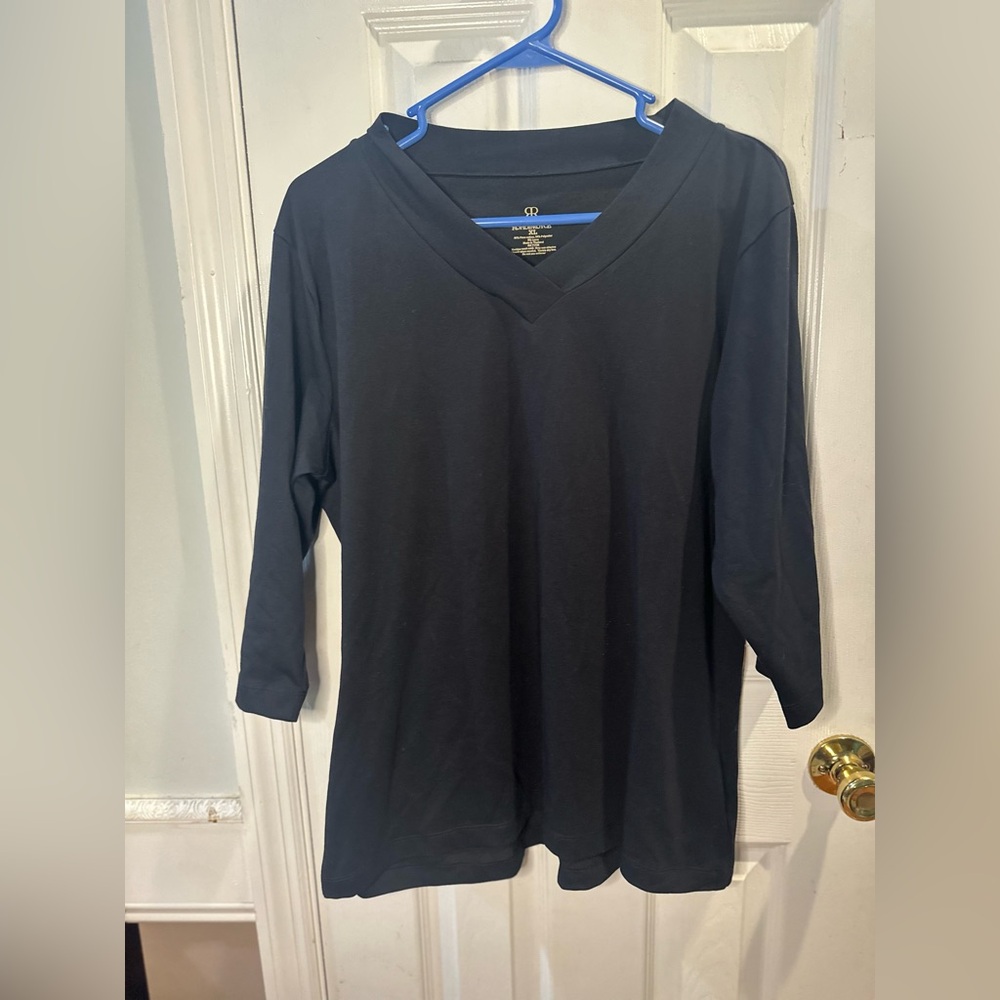 Gabrielle Rohde Royce Women’s Black Top XL 3/4 Sleeve V-neck Stretchy Capsule